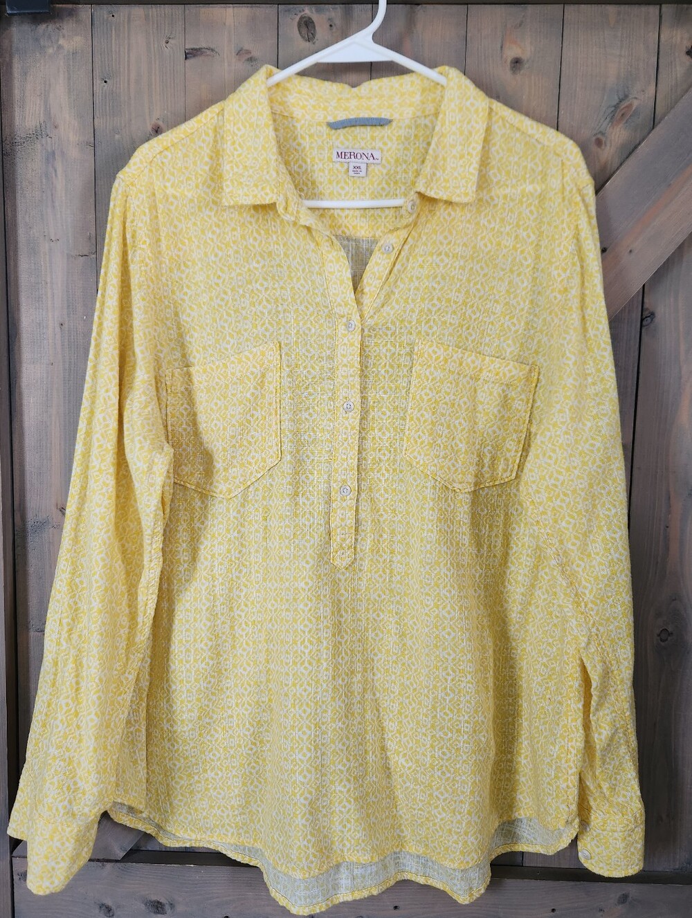Merona 100% Cotton Gauzy Yellow Pop Over Top XXL